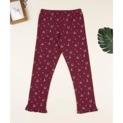 Prenatal Leggings burdeos de niña con flores