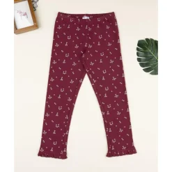 Prenatal Leggings burdeos de niña con flores