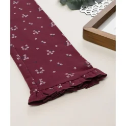 Prenatal Leggings burdeos de niña con flores