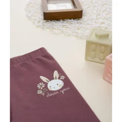 Prenatal Leggings de niña rosa con bordado de conejito* Niña·Bebé Niña 3-36 Meses|Bebé Niña 3-36 Meses·Leggings Y Faldas