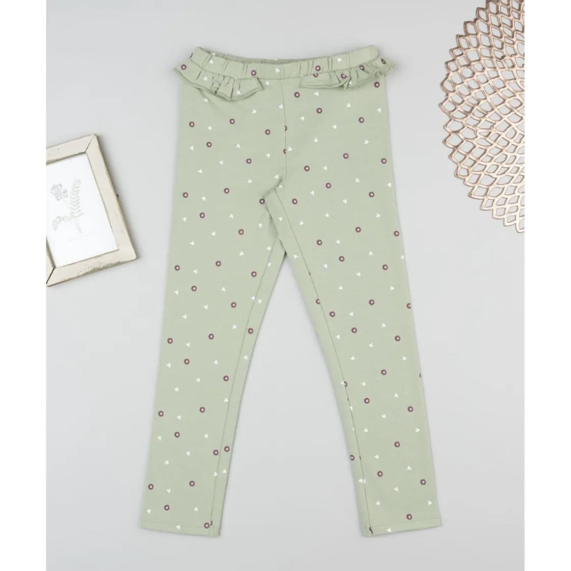Prenatal Leggings niña verdes con estampado floral