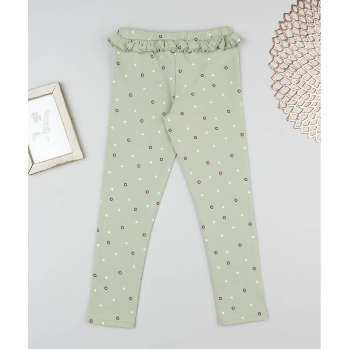 Prenatal Leggings niña verdes con estampado floral