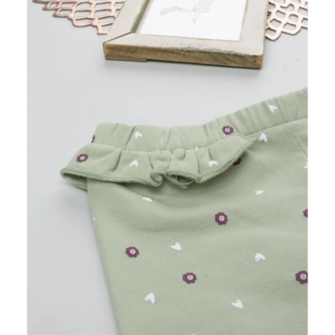 Prenatal Leggings niña verdes con estampado floral