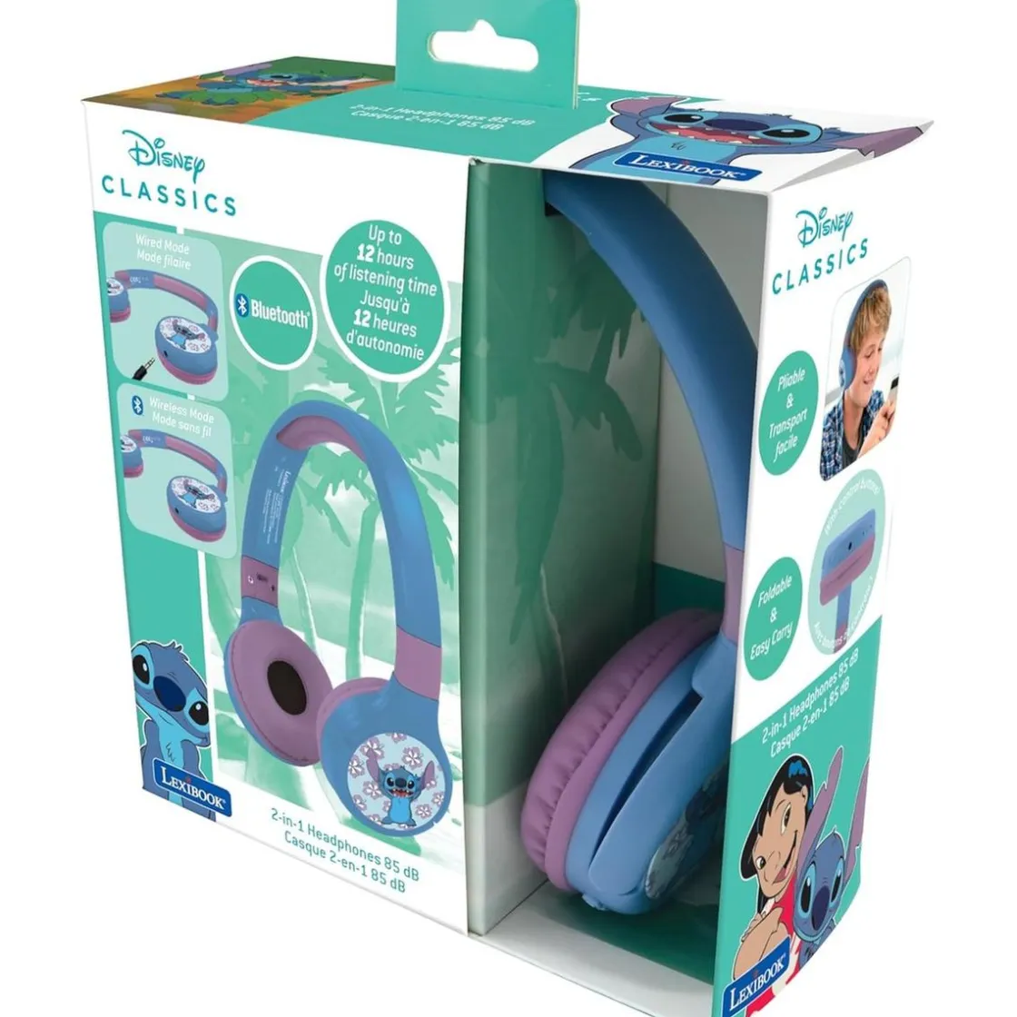 LEXIBOOK - Auriculares Bluetooth Stitch 2 en 1