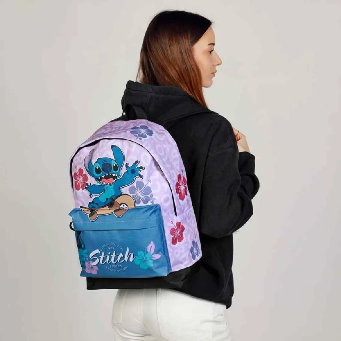 KARACTER MANIA Lilo & Stitch - Mochila 44cm HS Fan 2.2 - Skate* Material Escolar