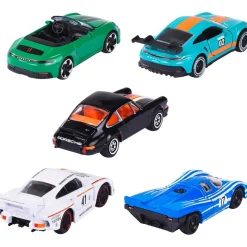 FUNKO UK LIMITED Majorette - Pack de 5 coches de metal Porsche, escala 1:64 con partes de apertura ㅤ