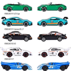 FUNKO UK LIMITED Majorette - Pack de 5 coches de metal Porsche, escala 1:64 con partes de apertura ㅤ