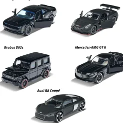 MAJORETTE TOYS Majorette - Set de 5 coches de juguete negros con ruedas giratorias ㅤ