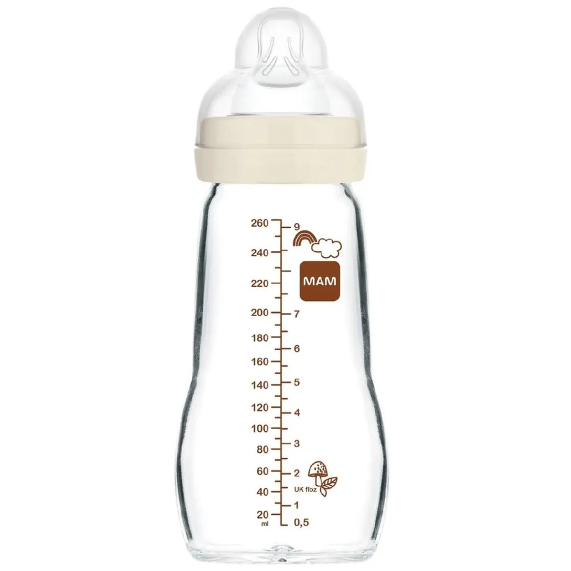 MAM - Biberón de cristal Feel Good 260 ml Beige* Biberones Y Chupetes·Biberones