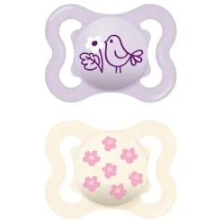 MAM - Pack 2 chupetes Supreme Night silicona brillante 2-6 meses rosa