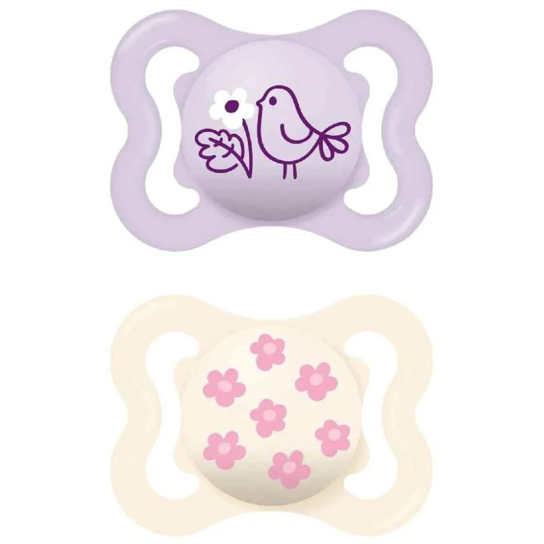 MAM - Pack 2 chupetes Supreme Night silicona brillante 2-6 meses rosa