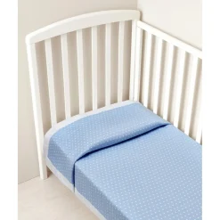 Prenatal Manta de Cuna Azul con Borde Blanco