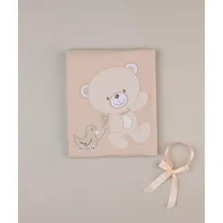 Prenatal Manta de cuna con osito bordado