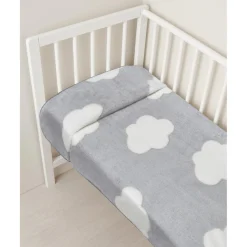 Prenatal Manta para cuna de peluche sintético gris con nubes