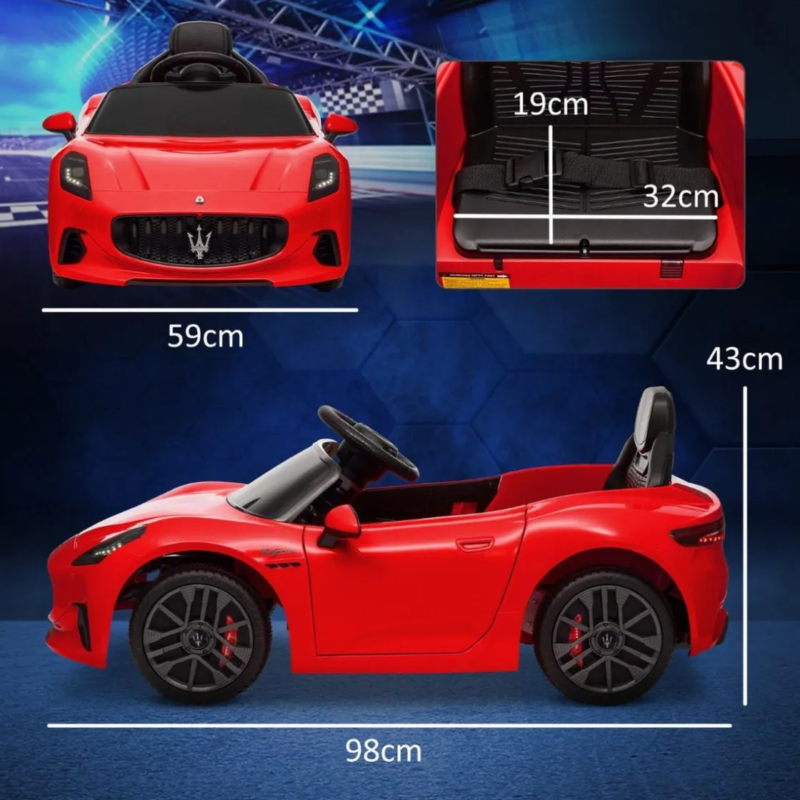 AIYAPLAY Maserati Gran Turismo Folgore eléctrico Rojo* Vehículos De Batería O A Pedales