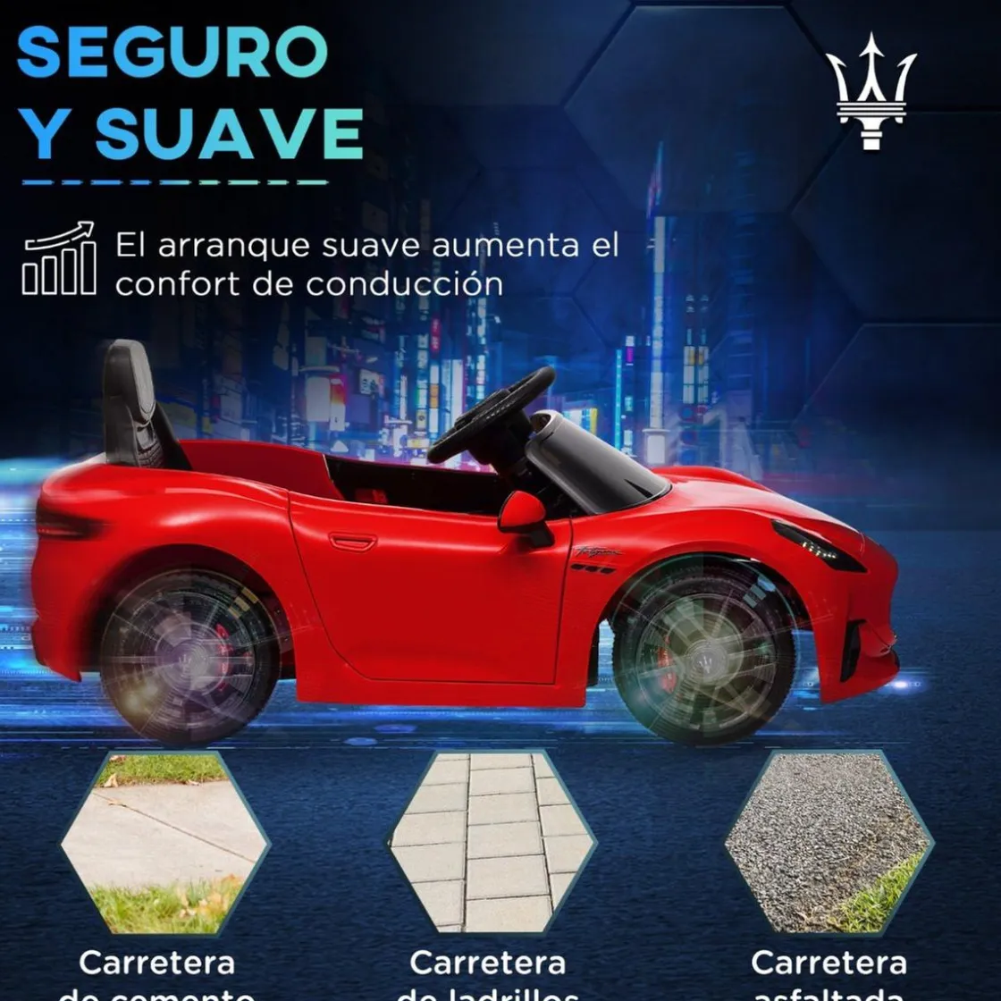 AIYAPLAY Maserati Gran Turismo Folgore eléctrico Rojo* Vehículos De Batería O A Pedales