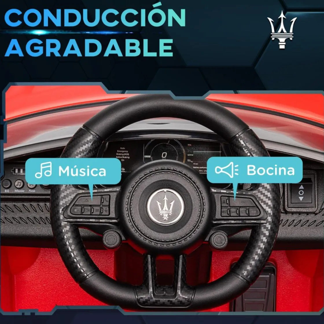 AIYAPLAY Maserati Gran Turismo Folgore eléctrico Rojo* Vehículos De Batería O A Pedales