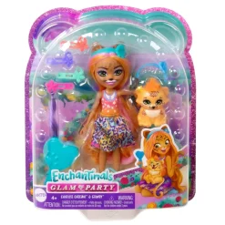 MATTEL - Enchantimals - Muñeca guepardo Glam Party con accesorios para peinar y mascota ㅤ* Muñecas