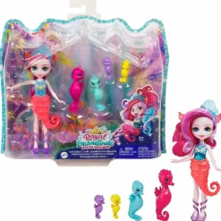MATTEL - Enchantimals - Ocean Kingdom muñeca Sedda Sea Horse con familia de caballitos de mar ㅤ* Muñecas