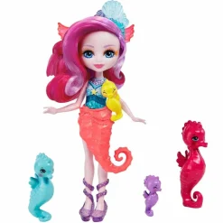 MATTEL - Enchantimals - Ocean Kingdom muñeca Sedda Sea Horse con familia de caballitos de mar ㅤ* Muñecas