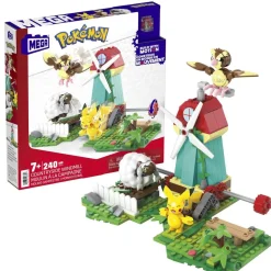 MATTEL - Pokemon - Construcción Pokémon con movimiento: Pikachu, Wooloo y Pidgey, 240 bloques ㅤ* Juguetes De Construcción