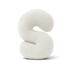 MEOWBABY - Almohada Infantil con Forma de Letra “S” Color Blanco Roto “Bearly S”