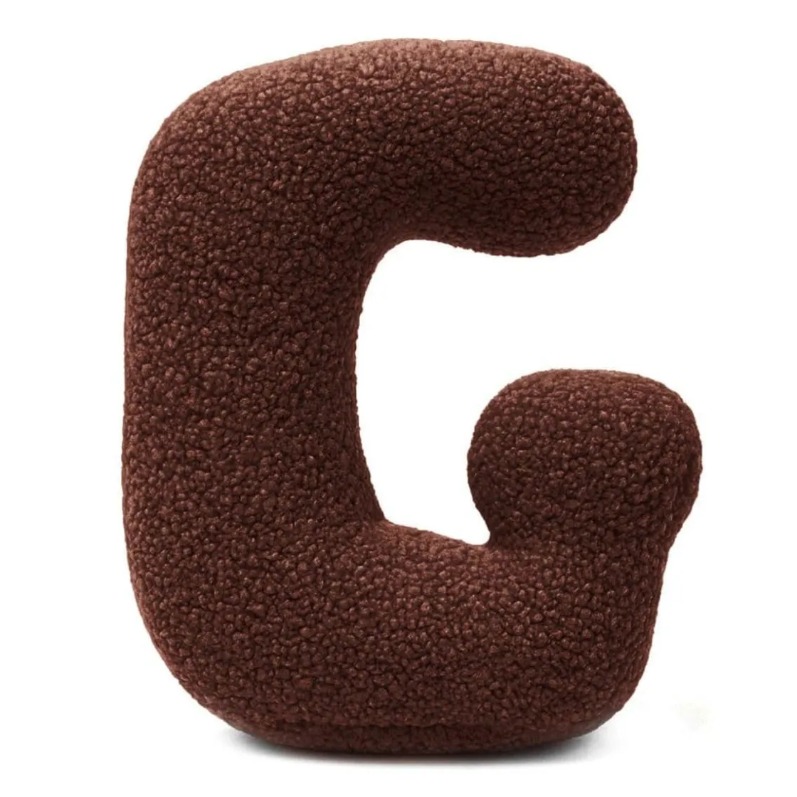 MEOWBABY - Almohada Infantil con Forma de Letra “G” Color Marrón Oscuro “Bearly G”