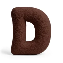 MEOWBABY - Almohada Infantil con Forma de Letra “D” Color Marrón Oscuro “Bearly D”