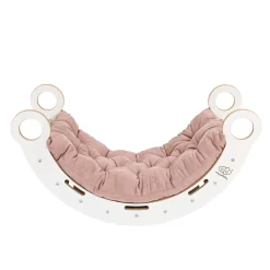 MEOWBABY - Mecedora Infantil Blanca con Tobogán, Escalera y Cojín Rosa “Medium Dream Rocker White Wood”* Entretenimiento·Hamacas Y Columpios