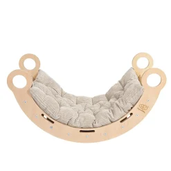 MEOWBABY - Mecedora Infantil de Madera Natural con Tobogán y Cojín Beige “Medium Dream Rocker Classic”