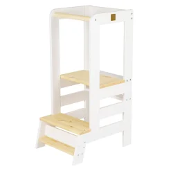 MEOWBABY - Torre de aprendizaje de Madera blanca con Elementos Naturales