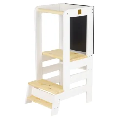 MEOWBABY - Torre de aprendizaje con pizarra de Madera blanca con Elementos Naturales