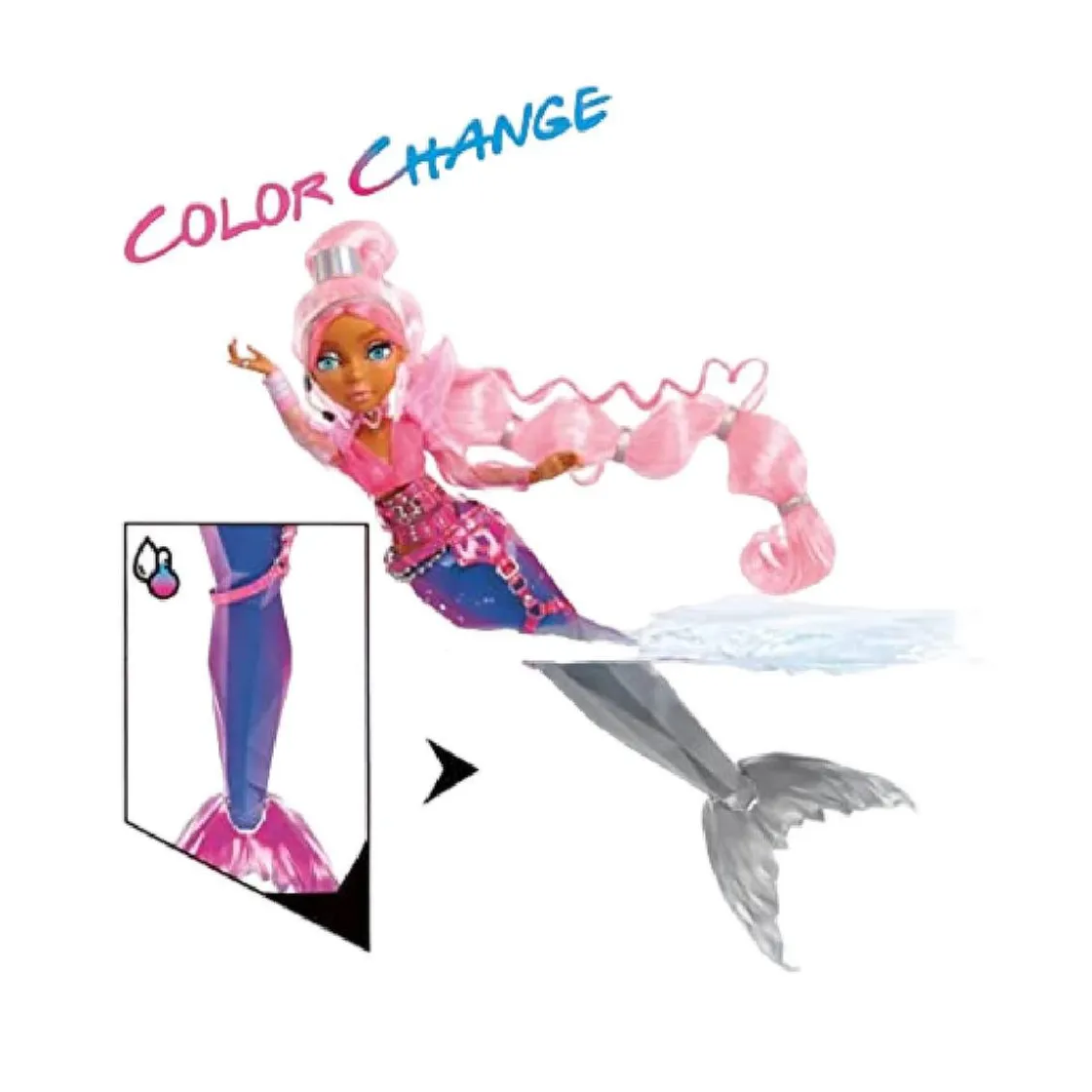 MGA LITTLE TIKES Mermaze Mermaidz - Harmonique - Muñeca sirena, muñeca sirena que cambia de color