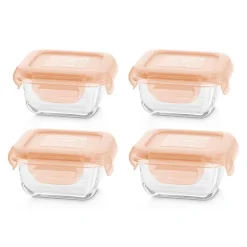 MINILAND - Set 4 Recipientes de Vidrio Naranja - Natursquare Bunny