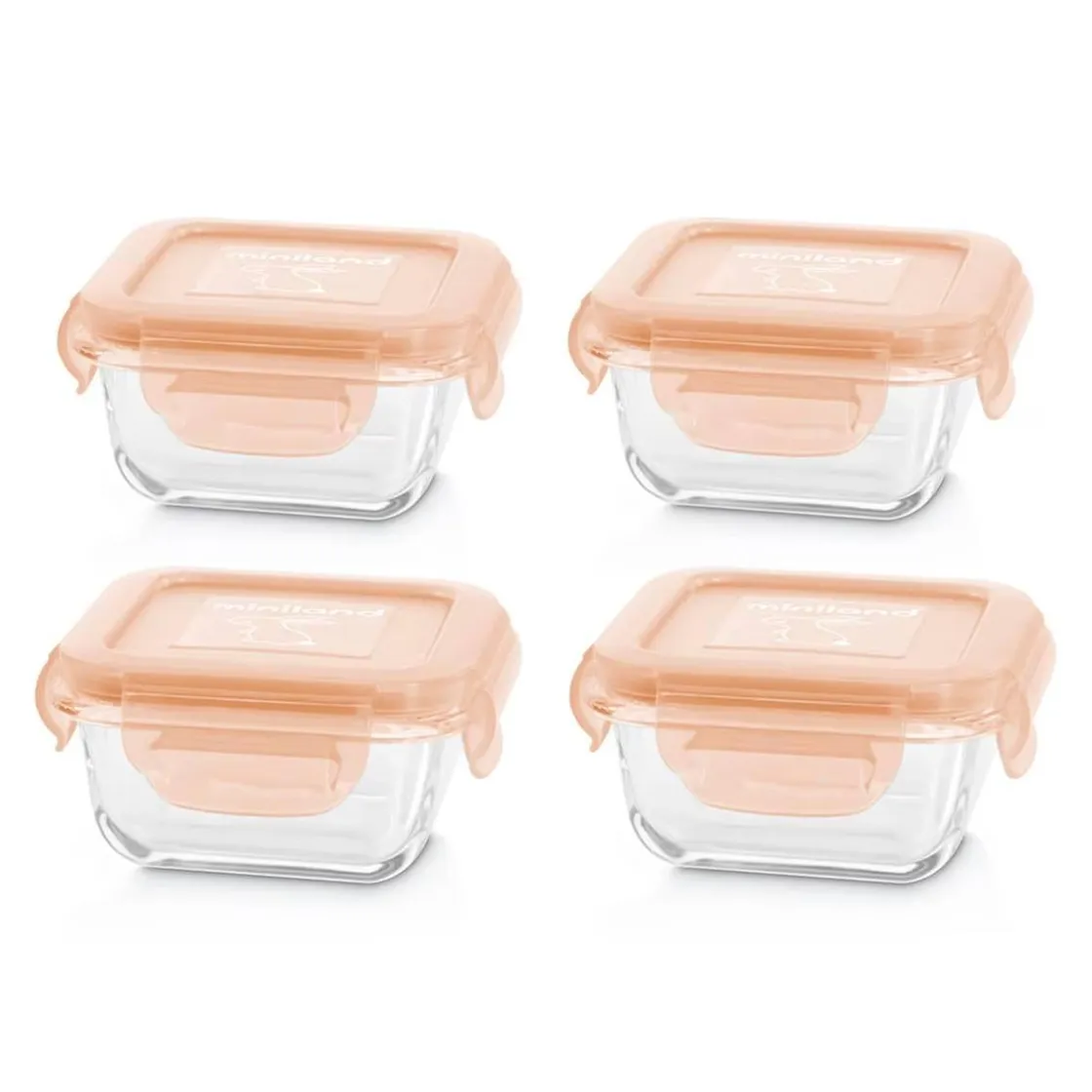 MINILAND - Set 4 Recipientes de Vidrio Naranja - Natursquare Bunny