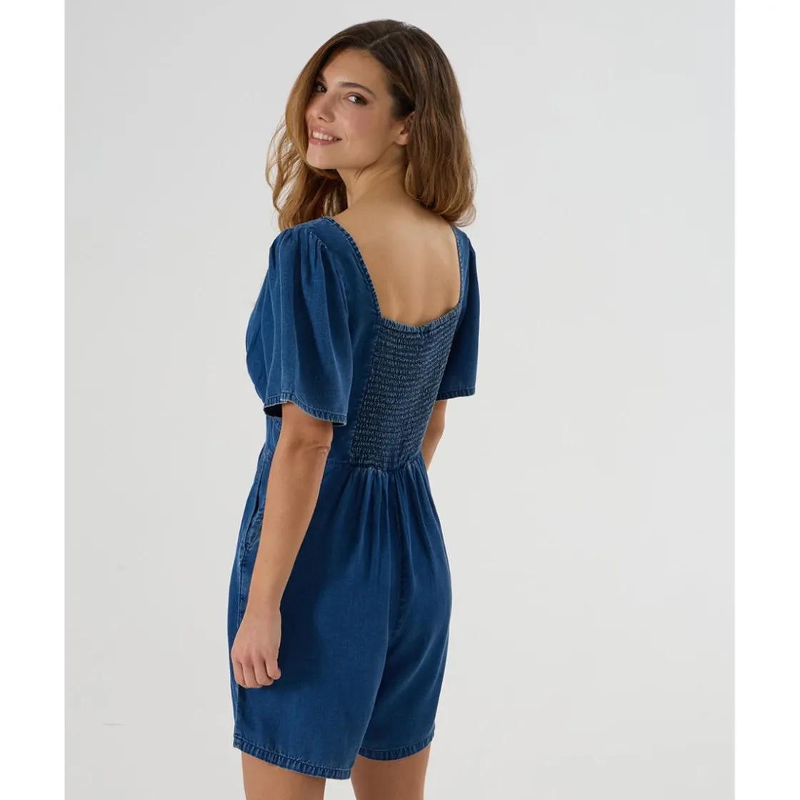 Prenatal Mono corto premamá de denim con punto smock