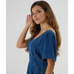 Prenatal Mono corto premamá de denim con punto smock