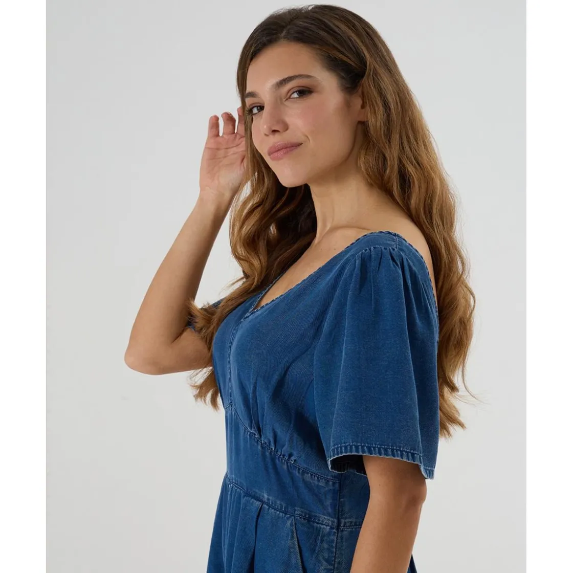 Prenatal Mono corto premamá de denim con punto smock