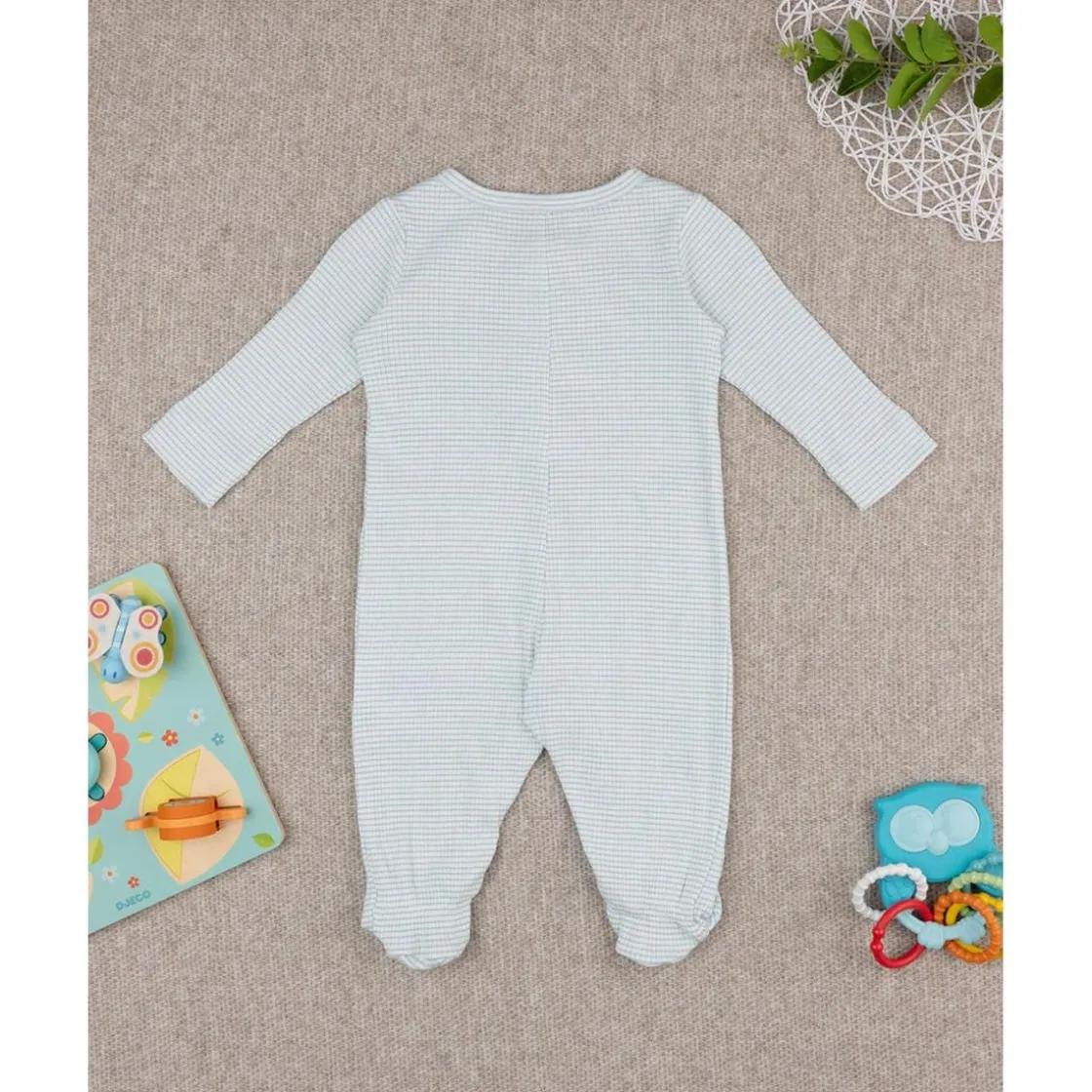 Prenatal Mono de bebé rib blanco/verde