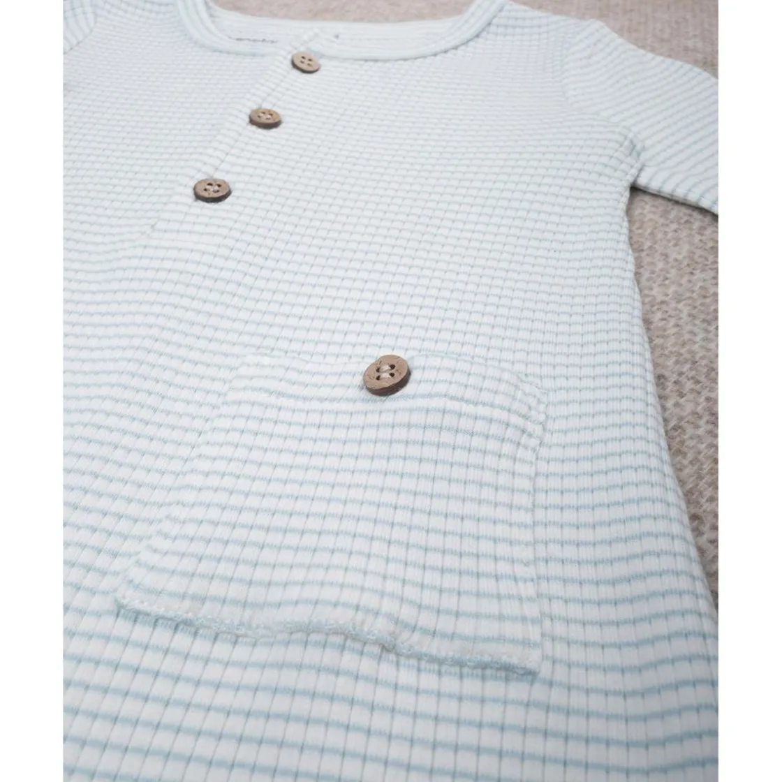 Prenatal Mono de bebé rib blanco/verde