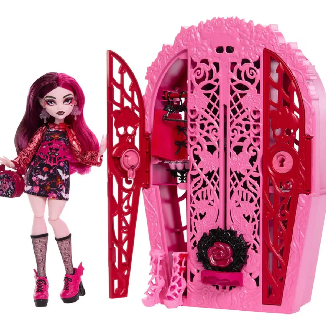 MATTEL Monster High - Muñeca Skulltimate Draculaura con armario y accesorios