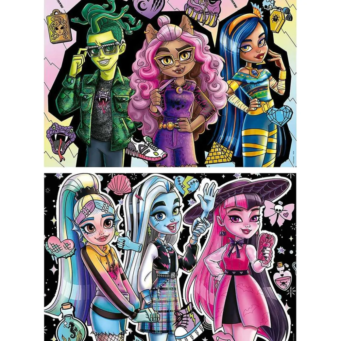 EDUCA BORRAS Monster High - Set de 2 puzzles infantiles de 100 piezas con imágenes de Monster High