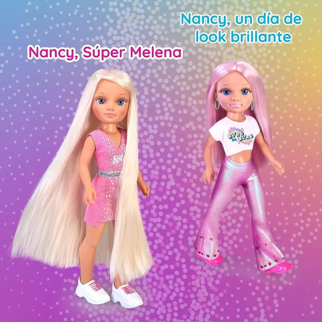 NANCY - Muñeca con pelo rosa, juego para peinar y decorar, máquina de gemas y accesorios ㅤ