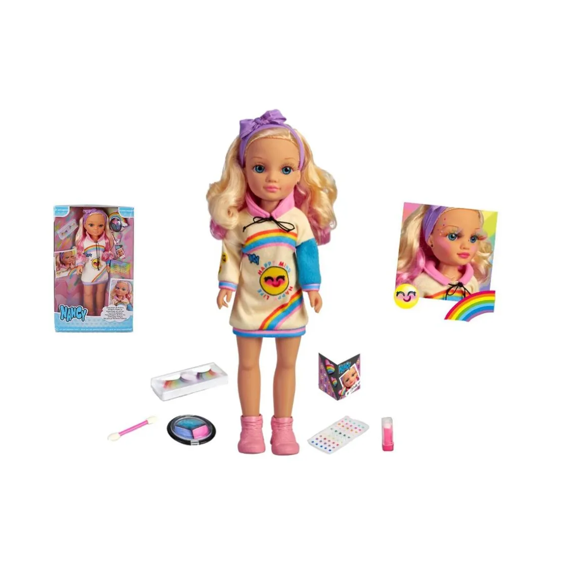 NANCY - Muñeca maquillaje arcoirirs