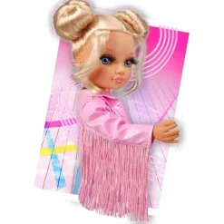 NANCY - Muñeca patinadora con accesorios y chaqueta rosa, para niños y niñas* Muñecas