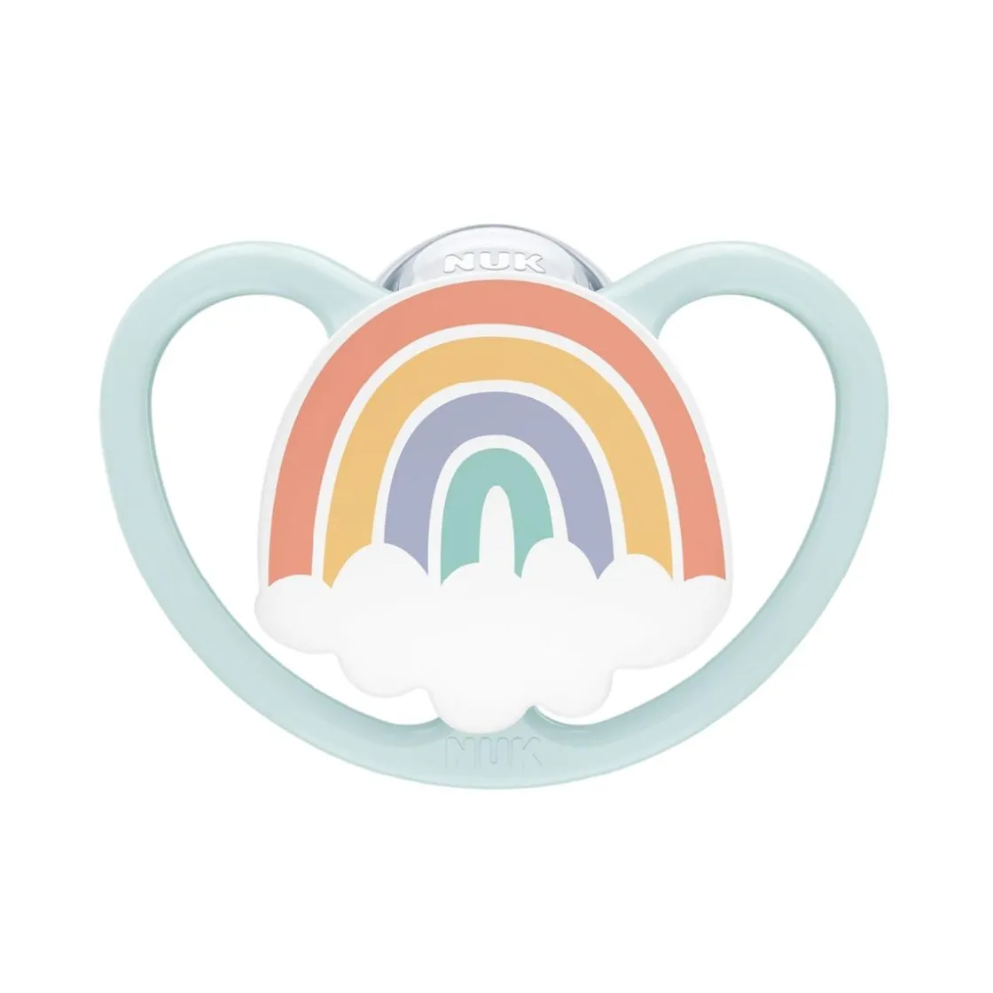 NUK - Pack 2 chupetes Space silicona 0-6 meses Rana/Arcoíris