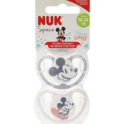 NUK - Pack 2 chupetes Space silicona Mickey 18-36 meses* Biberones Y Chupetes·Chupetes