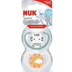 NUK - Pack 2 chupetes Space silicona 6-18 meses Cebra/Sol