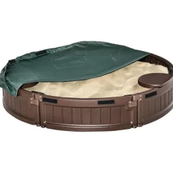 Outsunny - Arenero con Asientos y Cubierta Impermeable