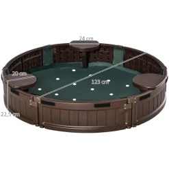 Outsunny - Arenero con Asientos y Cubierta Impermeable